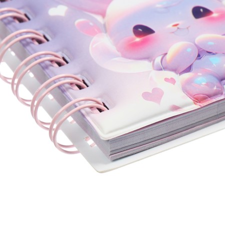 Notebook Gift Book on the comb 80l, line, color block, PVC Bunny PVC cover (10x10.5cm) 10539-3