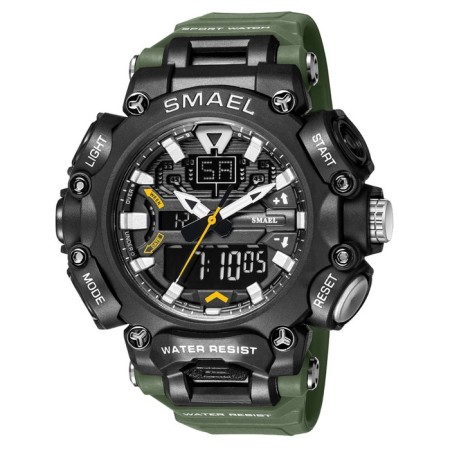 Watch is electronic watch, with an alarm clock, D-6.1 cm, strap L-26 cm, 5 ATM, green strap 974231