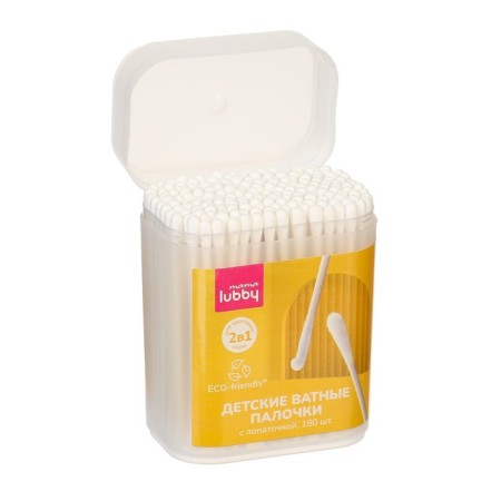Baby cotton sticks 2B1 Mama Lubby with a spatula, 180 pcs.-5