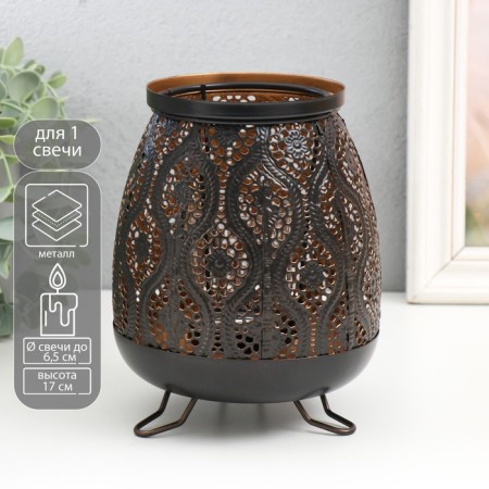 Summary metal, glass for 1 candle "Arab night" d = 6.5 cm brown-medal 13.5x17 cm