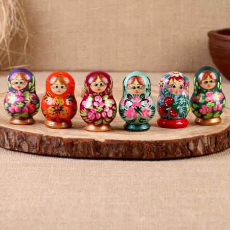 Magnet "Matryoshka", 6x4 cm, manual painting, mix-2
