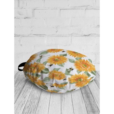 Pillow Sin "Sunflower and Bumblebee", decorative, d = 52 cm-1