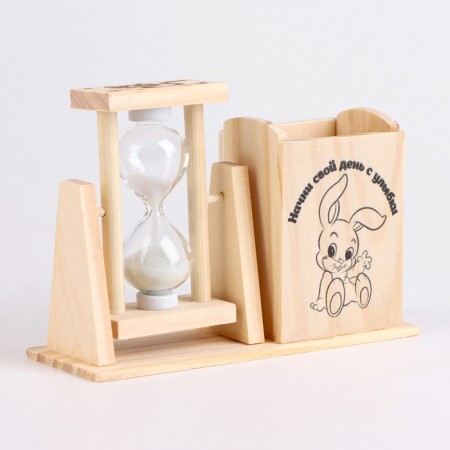 Sanding clock "Start your day with a smile", with an organizer for the office, 13.5 x 9.5 x 5 cm-1
