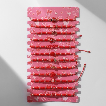 Bracelets-shackles "thread of desires" set of 12 pcs., Beads, color red-gold-2