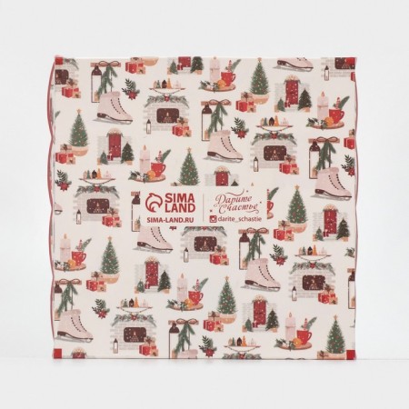 Box for confectionery with PVC lid "Winter Vacations", 13 x 13 x 3 cm, New Year-7