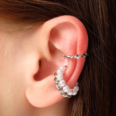 Earrings "Kaffa" Pearl diadem, white color in silver