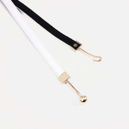Women's belt, width 1 cm, metal buckle, white color-1