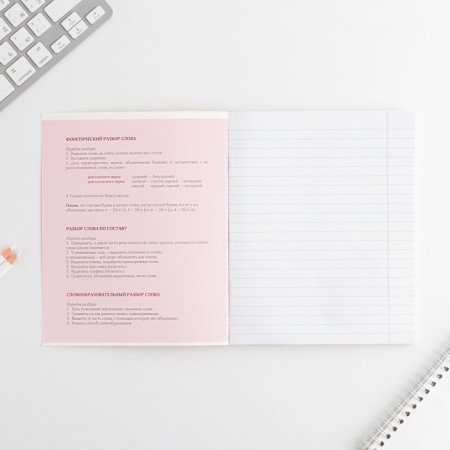 An objective note 48 sheets, A5, pink series, from reference. mat. “September 1: Russian language”, cover coated cardboard 230 gr., Inner block in the line of 80 gr., White is 96%-2