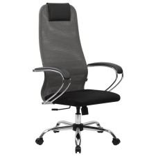 Armchair for the head of Brabix Premium Ultimate EX-800 chrome, mesh x2, black/gray
