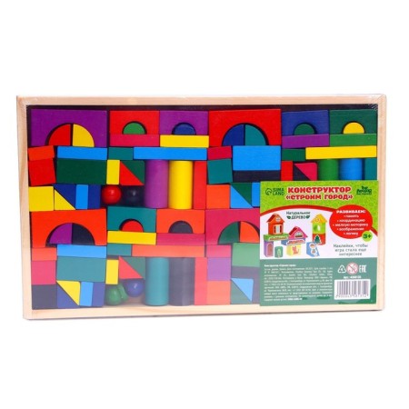 Designer "Gorodok". Set number 1, details: 6 × 3 cm, 2 × 4 cm-1