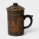 Ceramic mug with a lid and sieve "Golden Dragon", 350 ml
