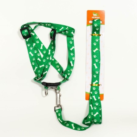 Kapron "Bones and Paws" kit, leash 120 x 1.5 cm, og 30-44 cm, green-6