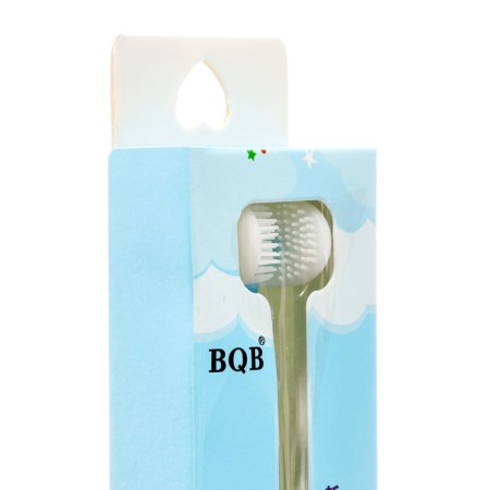 Toothbrush is bilateral, silicone bristles, a scraper for cleaning the tongue, blue-1