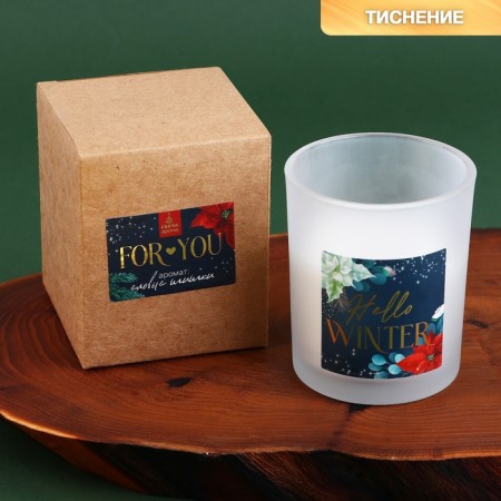 New Year's candle in a glass "Hello Winter", aroma spruce cones, 7 x 7 x 8.5 cm.-6
