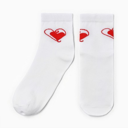 Women's socks "hearts", white color, rr 23-25