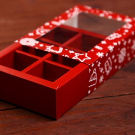 New Year. Box for 6 sweets "Festive mood", 13.7 x 9.8 x 3.8 cm, confectionery packaging-7