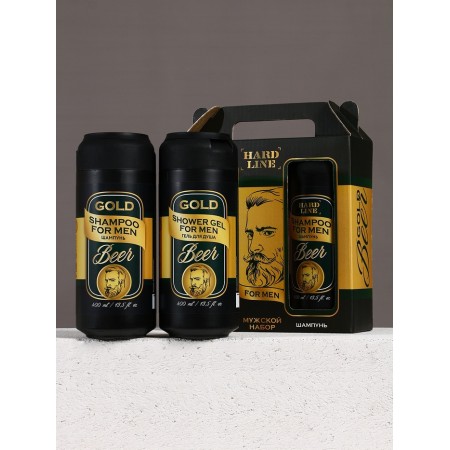 Hard Line set Gold Beer, shower gel and hair shampoo, 2x400-1