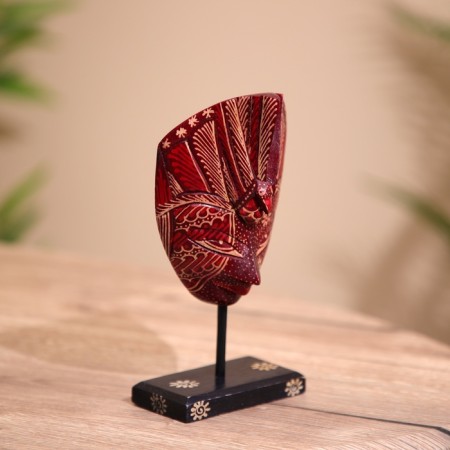 Souvenir "Mask" on a stand, batik, tree 20 cm-1