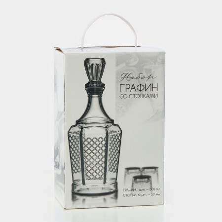Glass set for Dionysus drinks, 7 items: Capherine 500 ml, piles 50 ml, gift packaging-12