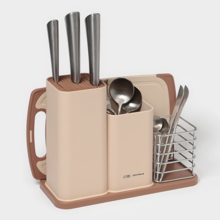 Stand for knives and cutlery of the share "Tenderness", plastic, beige-2