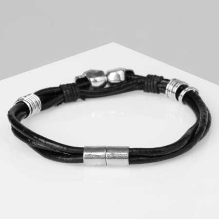 Bracelet Unisex "Style" skull, black color with silver, 23 cm-1