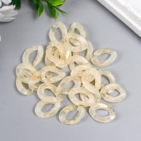 Decor for creativity plastic "Ring for the chain" pastel yellow set 25 pcs 2.3x1.65 cm-2