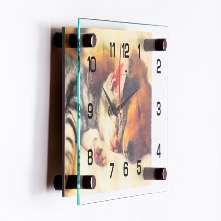 Watch wall, interior "kitten and dog", 20x26 cm-1