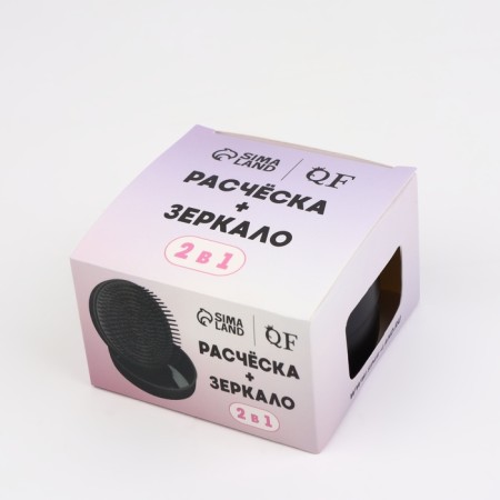 The comb is massage, round, folding, with a mirror, D = 7.5 cm, black color-4
