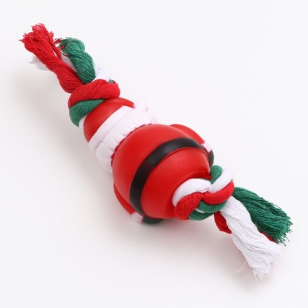 Игрушка для собак "Дед мороз на канате" (канат 1,6 см), 25 х 8 х 7 см-2