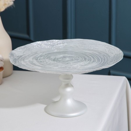 Serving dish "ancient rose", d = 28 cm, on the leg, color platinum
