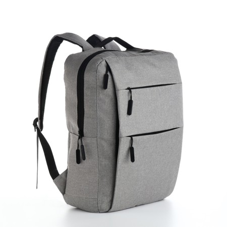 Men's backpack on a zipper, 4 outer pockets, with USB, gray color-1