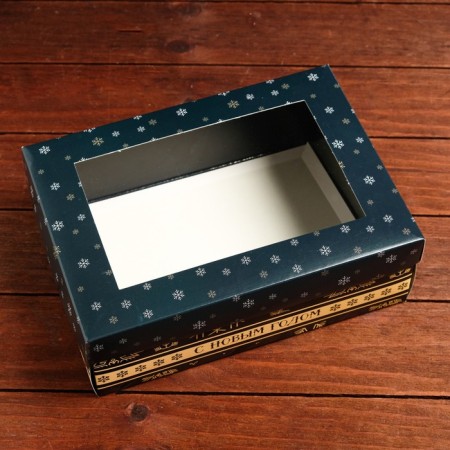 Gift box, with a window, the team "Happy New Year", 24 x 17 x 8 cm-1