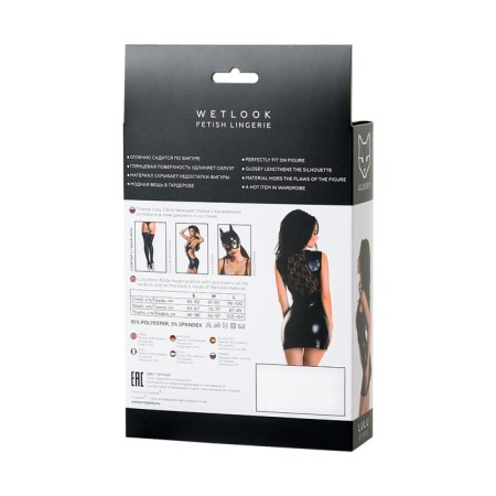 Glossy Lulu dress from Wetlook material, black, s-5