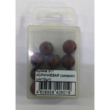 Bead, box, silicone, d = 11 mm, 10 pcs, brown color