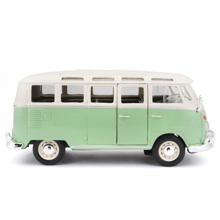 MASTO DIE-CAST Volkswagen Van Samba, opening doors, 1:25, green color-2