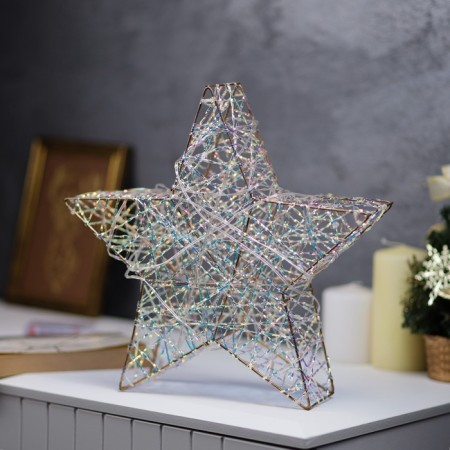 Figure Light "Star Wicker", 30x30x7 cm, 30 LED, AAX3 batteries (not complete), glow warm white-1