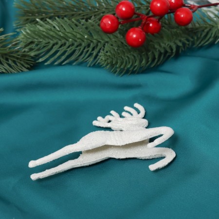 Christmas tree toys 4 pcs. “Winter magic. White jumping deer »Plastic, 9x5 cm-1