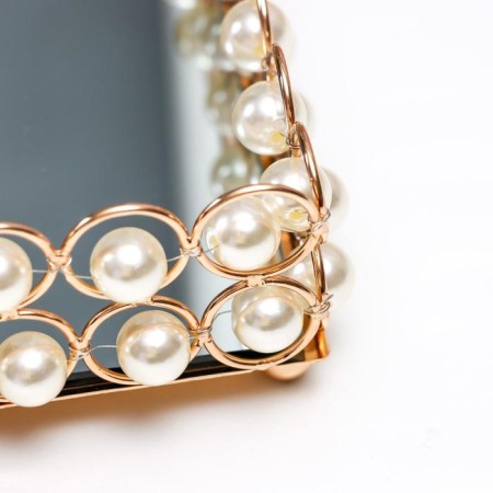 Interior stand for candles with a "pearl" mirror 5.5x23x30 cm-2
