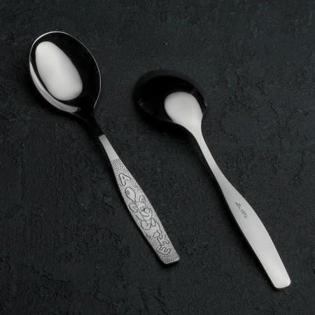 Spoon of children's dining room "Fidget", length 16 cm, thickness 2 mm, silver color