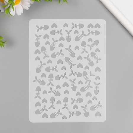 Stencil of background plastic "Fish bones" 15x20 cm
