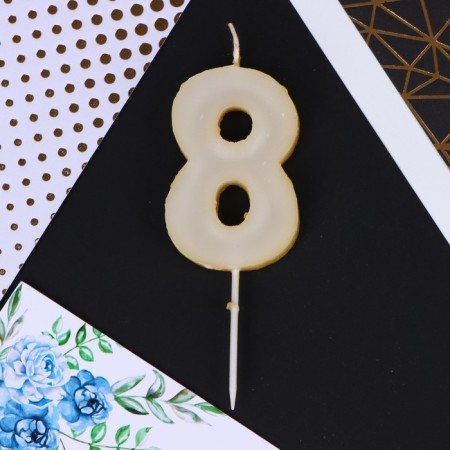 Candle for the cake, number "8", gold, 4 x 10 cm.