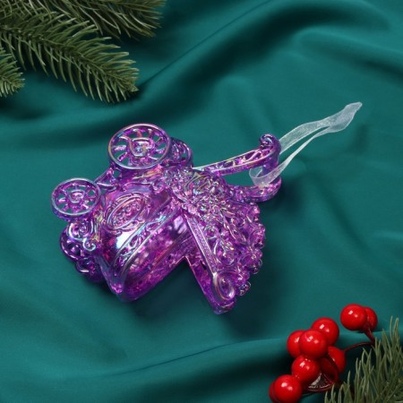 Christmas tree decoration "Carriage" 10x11 cm, purple overflow-1