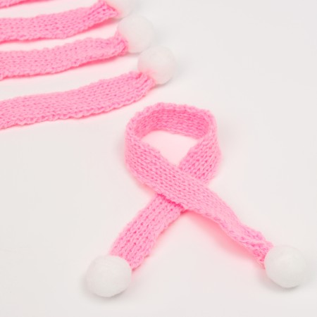 A scarf for toys knitted, set 5 pcs., Size 1 pc. - 27 × 2 cm, pink color