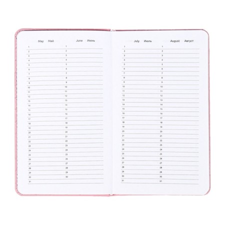 Planing pocket non -flowed 80 sheets, 100x170mm, Devente.elizabeth, a solid cover of leatherette with foam rubber, straps, block 70, pink-10