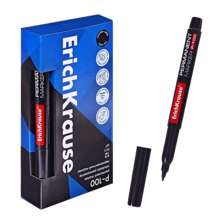 Marker Permanent Erichkrause P-100, 0.5-1.2 mm, alcohol-based ink light-resistant, waterproof without xylol, black-6