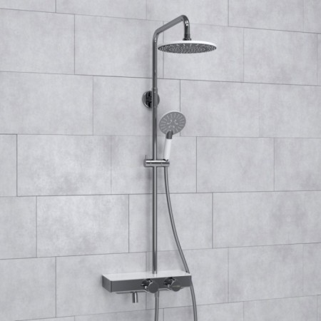 The shower system Wasserkraft A113.067.058.ch Thermo, tropical shower, thermostat, chrome-1