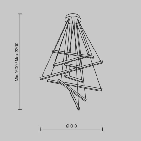 Suspension lamp Maytoni Mod016PL-L96BK, LED, 90 W, 1010x3200 mm, 2000 lm, black-4