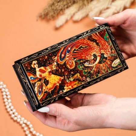 Casket - a bill "Firebird", 8.5 × 17 cm, lacquer miniature-2