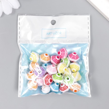 Beads for creativity plastic "Rombs with faces" multi -colored set of 20 g 1.3x1.2x1.1 cm-3