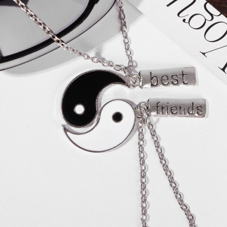 Kulons "Demetrons" In-Yang, friendship, black and white color in silver, 45 cm